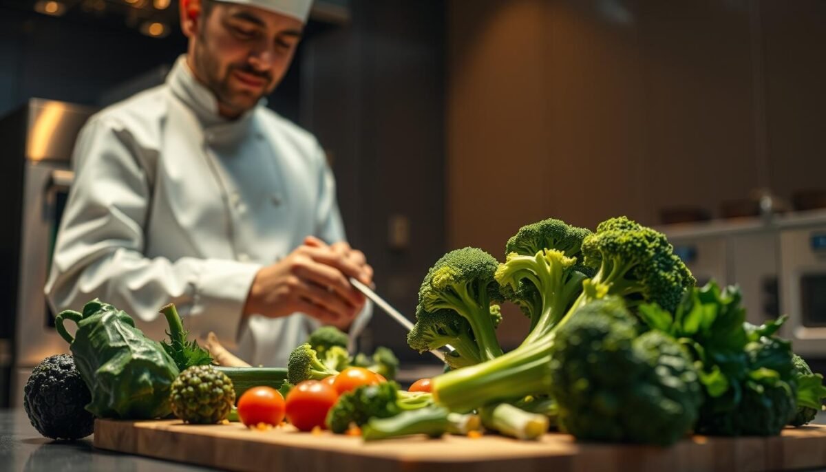 preparing vegetables