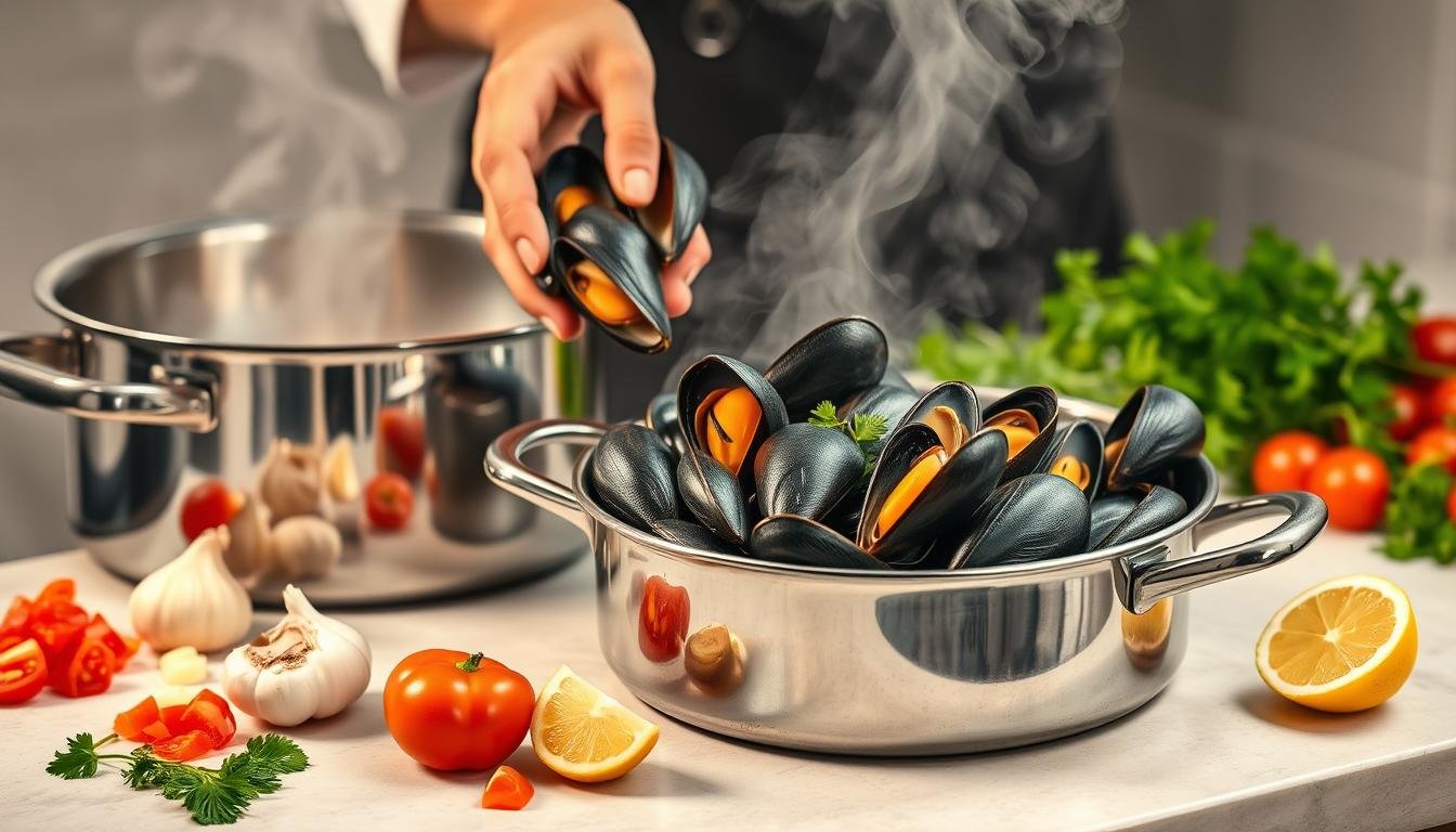 Cooking mussels