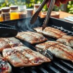 Grilling mackerel