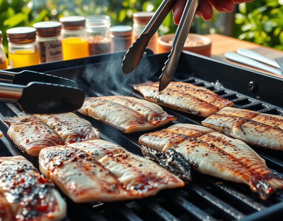 Grilling mackerel