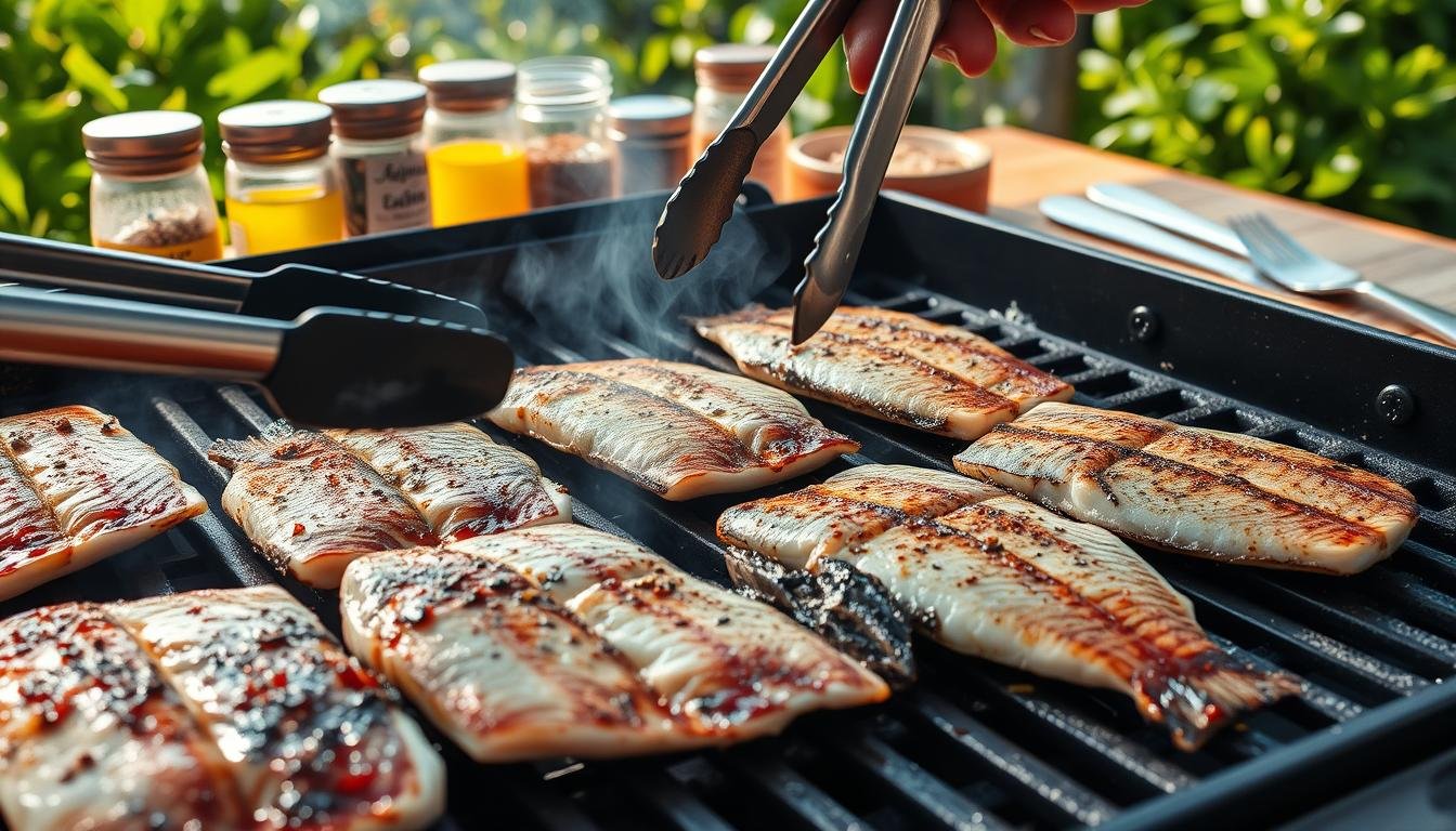 Grilling mackerel