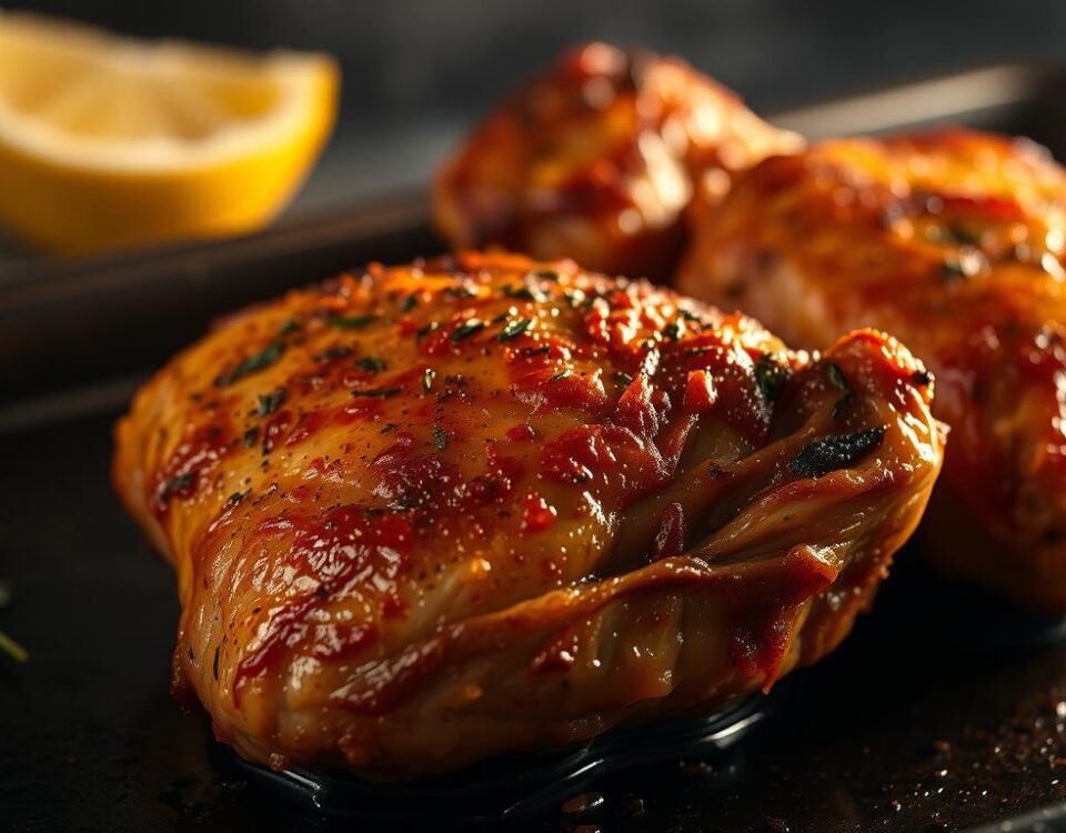 Oven-roasted chicken thighs