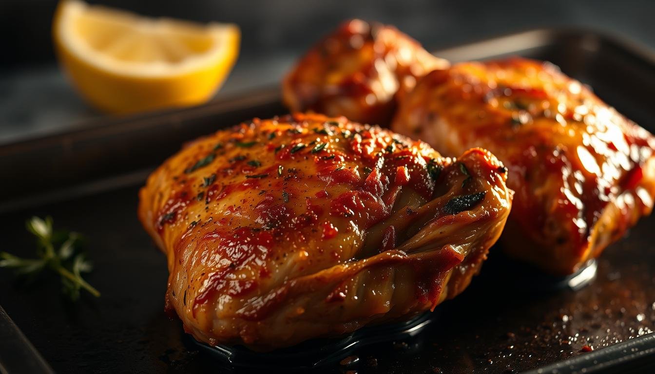 Oven-roasted chicken thighs