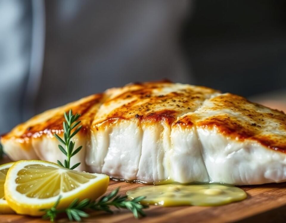 Pan-searing sea bass