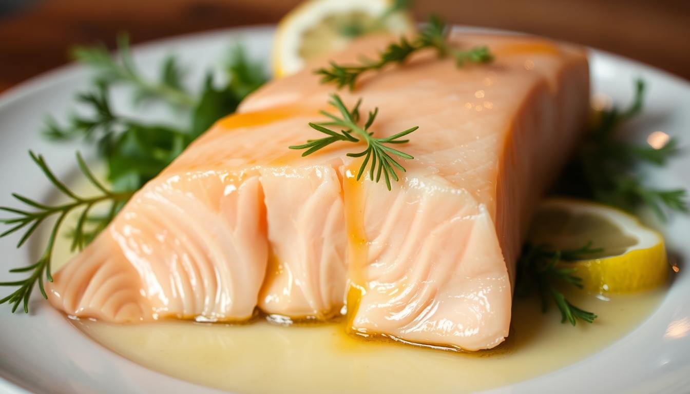 Poached salmon