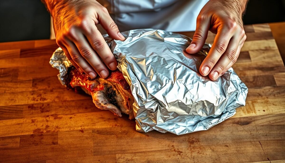 wrapping meat in foil