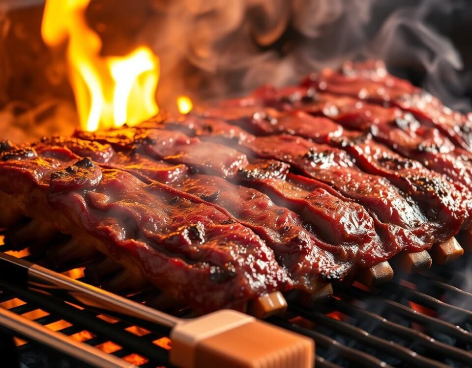 Grilling pork ribs