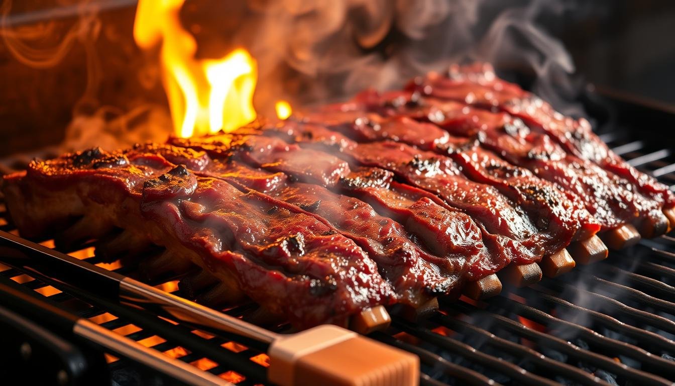 Grilling pork ribs