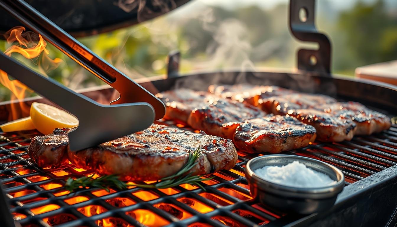 Grilling pork steaks