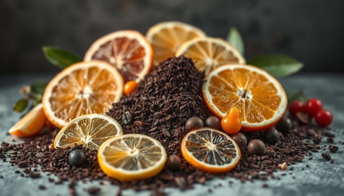 coffee grounds and fruit exfoliant