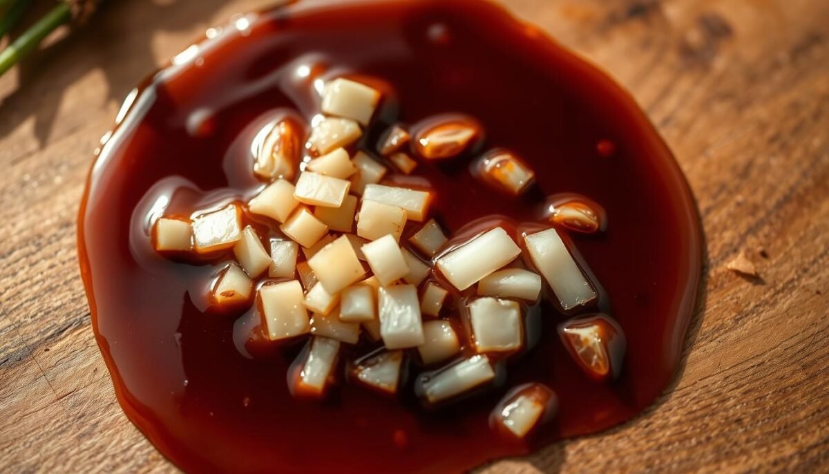 ginger and garlic in teriyaki sauce