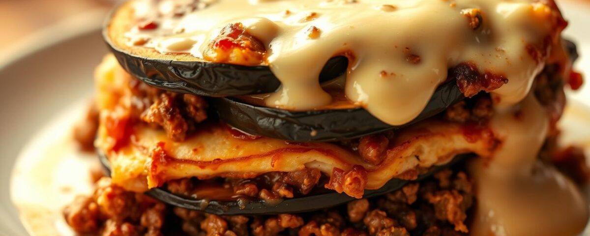 Greek moussaka cooking steps