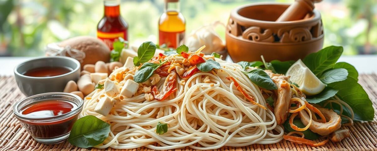 Thai pad thai cooking