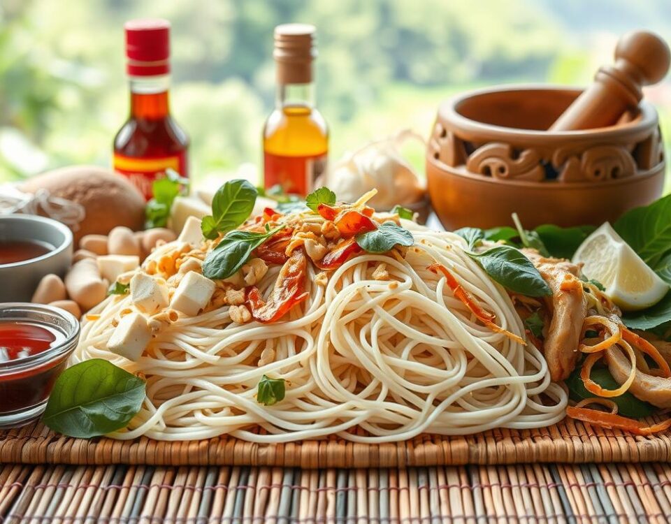 Thai pad thai cooking