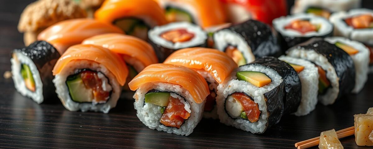 Traditional japanese sushi rolls