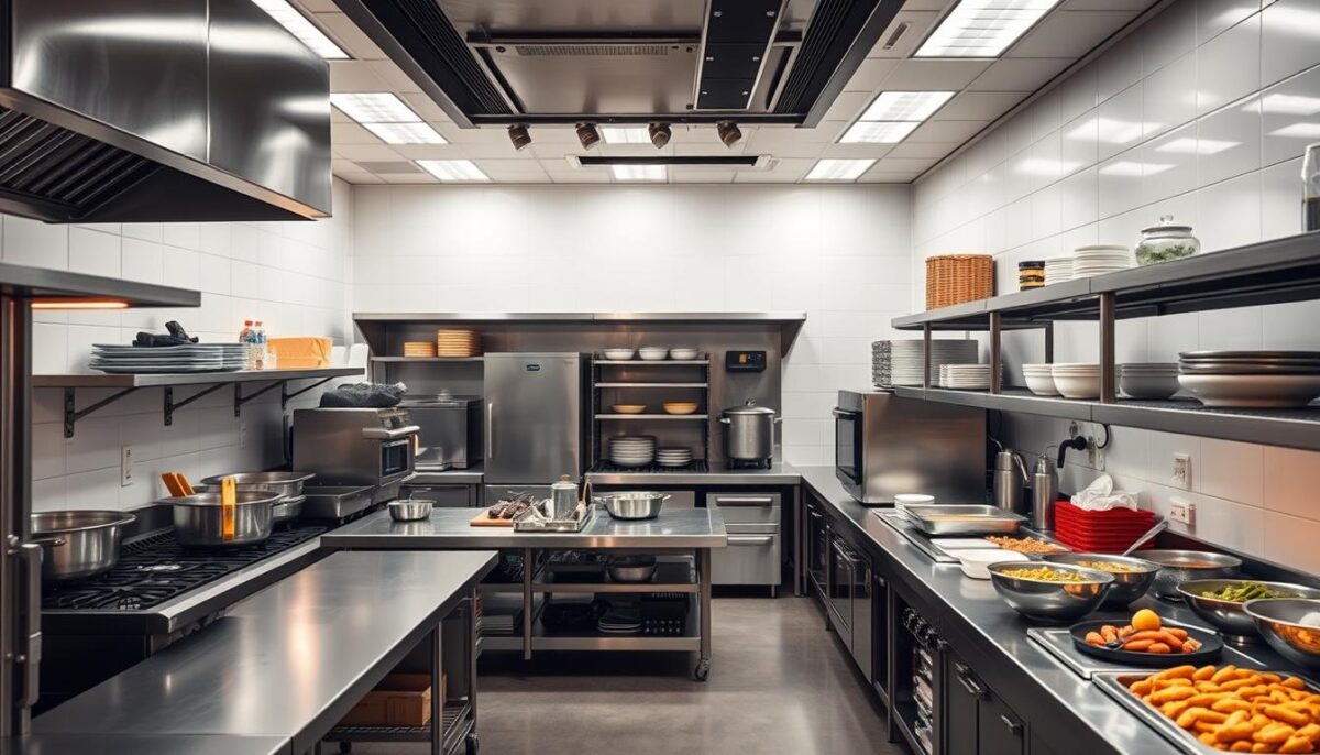 Generate an image of a third-party ghost kitchen facility
