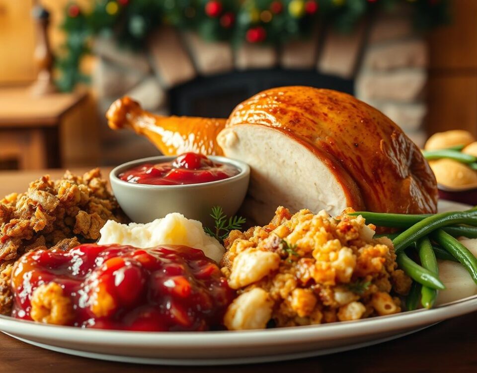 Traditional thanksgiving meal plate