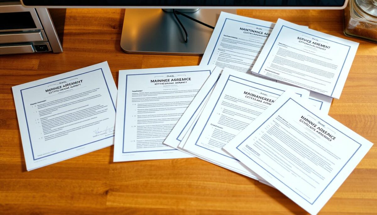 A well-lit desktop showcasing an assortment of used restaurant equipment warranties, including service agreements, maintenance plans, and extended coverage. The documents are neatly arranged, with a crisp, clean aesthetic that conveys a sense of professionalism and attention to detail. The lighting is soft and diffused, creating a warm, inviting atmosphere that highlights the importance of these valuable assets. The camera angle is slightly elevated, providing a clear, unobstructed view of the materials, emphasizing their significance in the context of a cost-saving strategy for used restaurant equipment. The overall composition and styling suggest a practical, yet visually appealing, approach to maximizing the value of these essential resources.