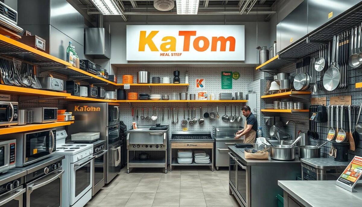 Generate an image of a KaTom store with commercial kitchen equipment.