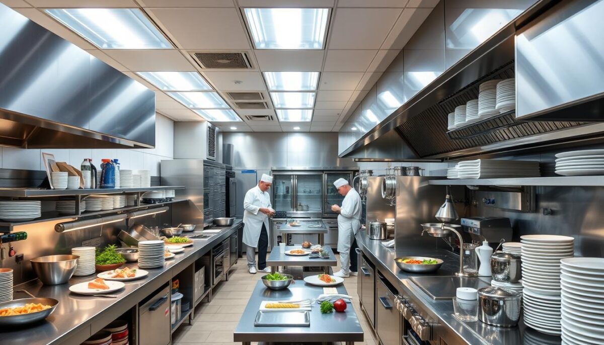 Image of a restaurant kitchen with modern equipment