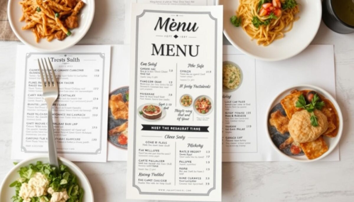 Image of a restaurant menu with highlighted dishes