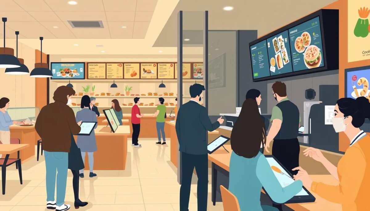 Image of a restaurant using digital menus and ordering systems