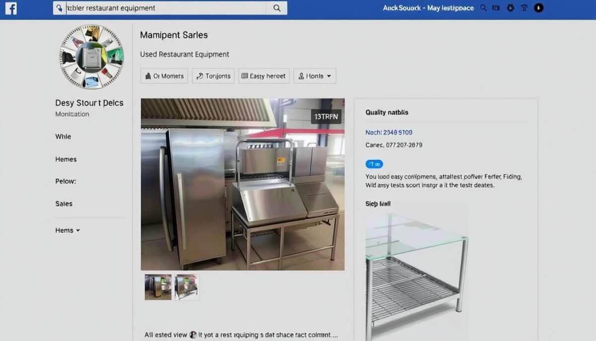 Image of a used restaurant equipment listing on Facebook Marketplace