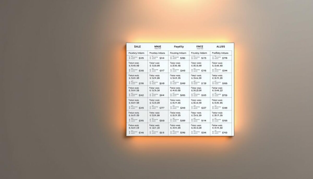 A sleek, minimalist menu engineering matrix, illuminated by warm, directional lighting, set against a clean, muted background. The matrix displays a grid of menu items, each with their own sales data and profitability analysis, presented in a clear, data-driven layout. The overall composition conveys a sense of precision, efficiency, and scientific rigor, reflecting the analytical approach of AI-driven menu engineering.