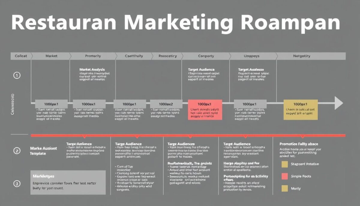 Generate an image of a restaurant marketing roadmap template