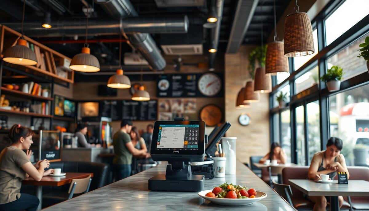 Generate an image of a restaurant using a SumUp POS system