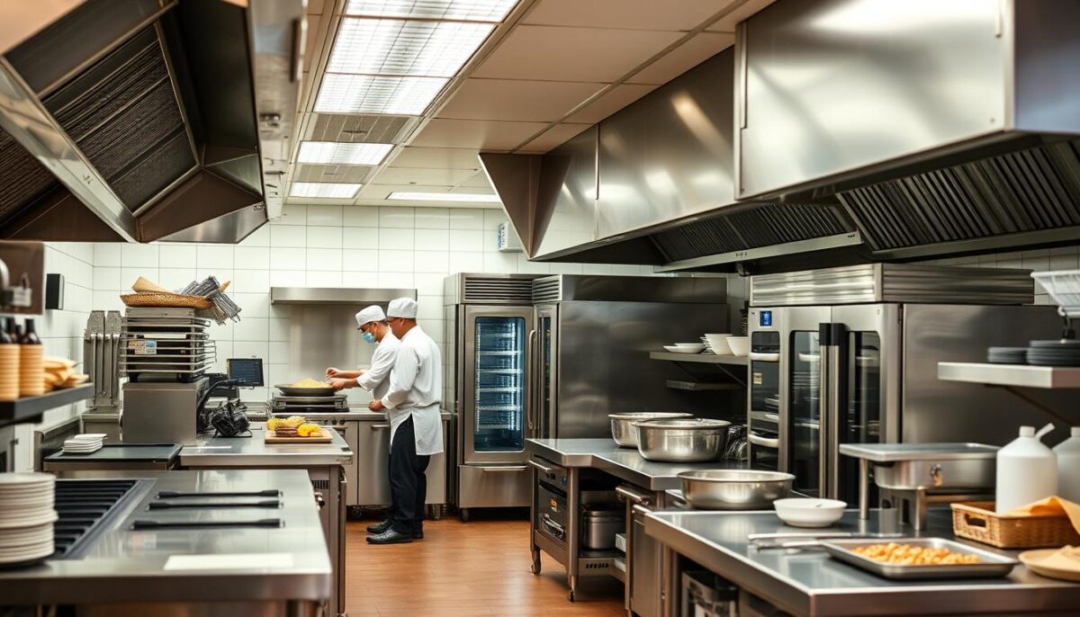 Image of a commercial kitchen with various equipment