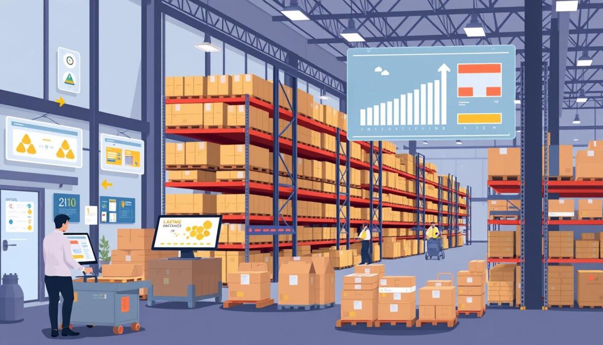 Image of a food distributor's warehouse management system in action