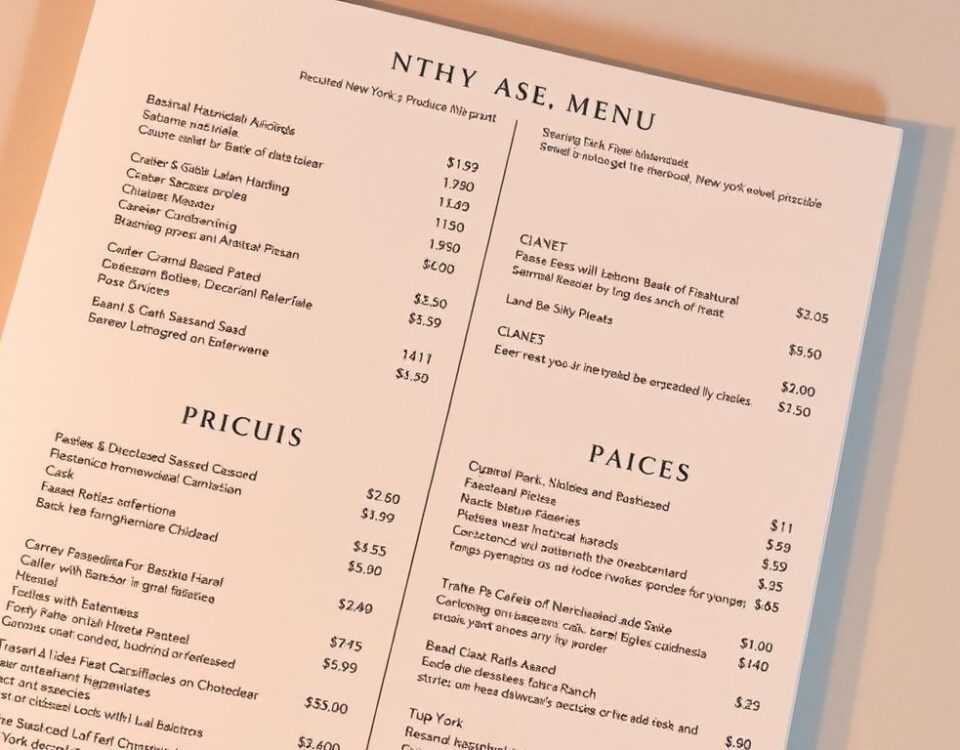 restaurant menu pricing nyc produce