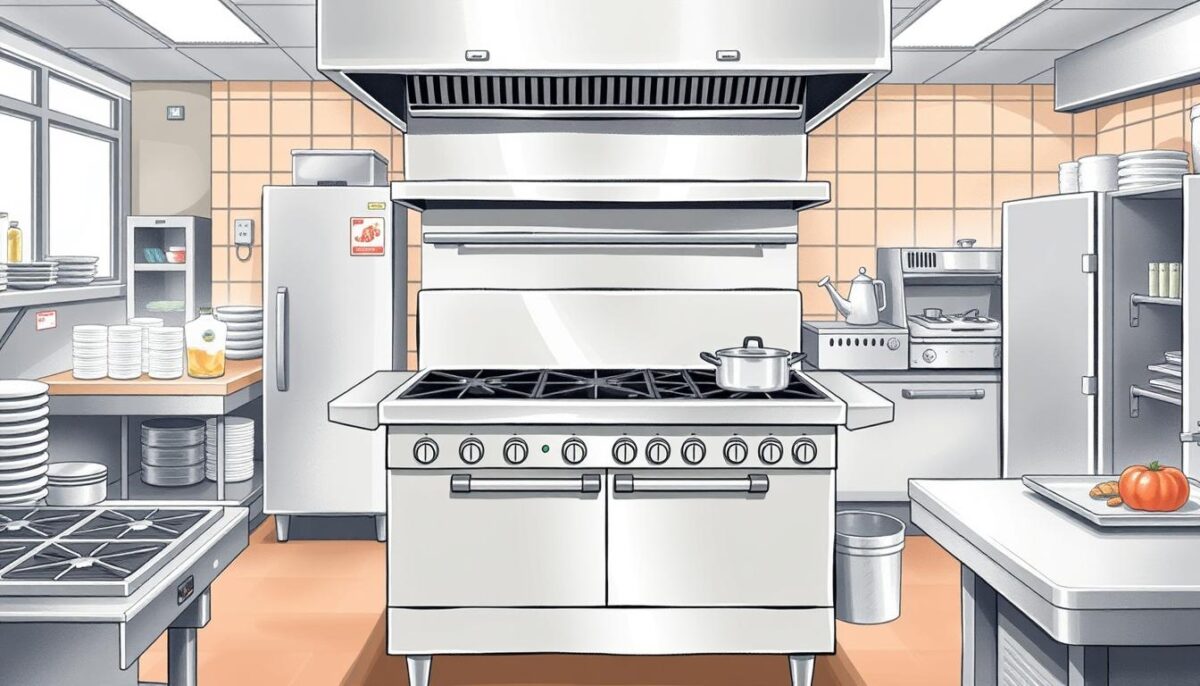 An image of a medium-duty restaurant range in a commercial kitchen