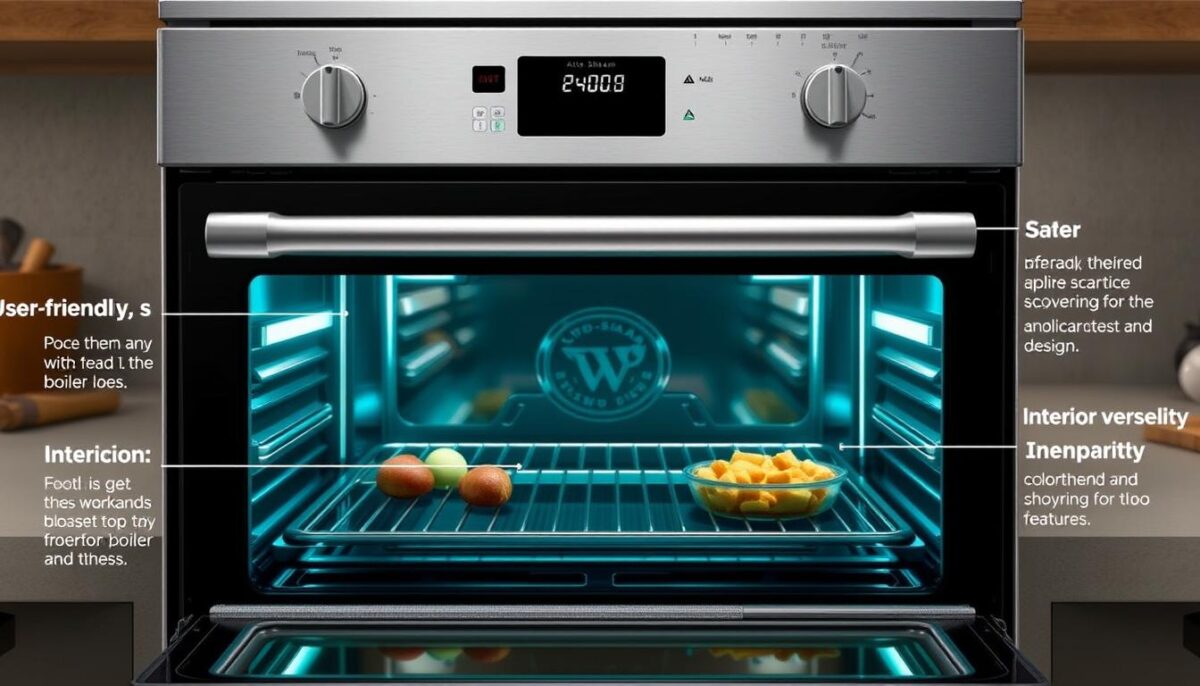 Generate an image of Alto-Shaam's Combitherm oven highlighting its boilerless design and key features.