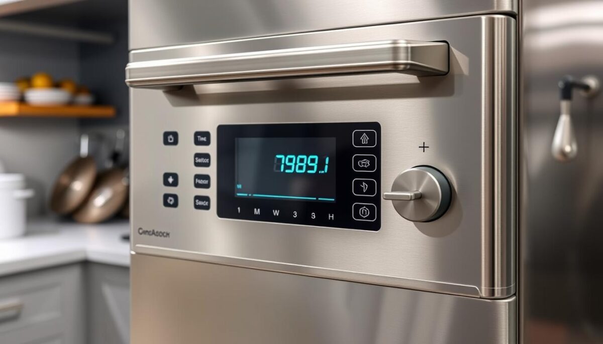 Generate an image of a combi oven control panel