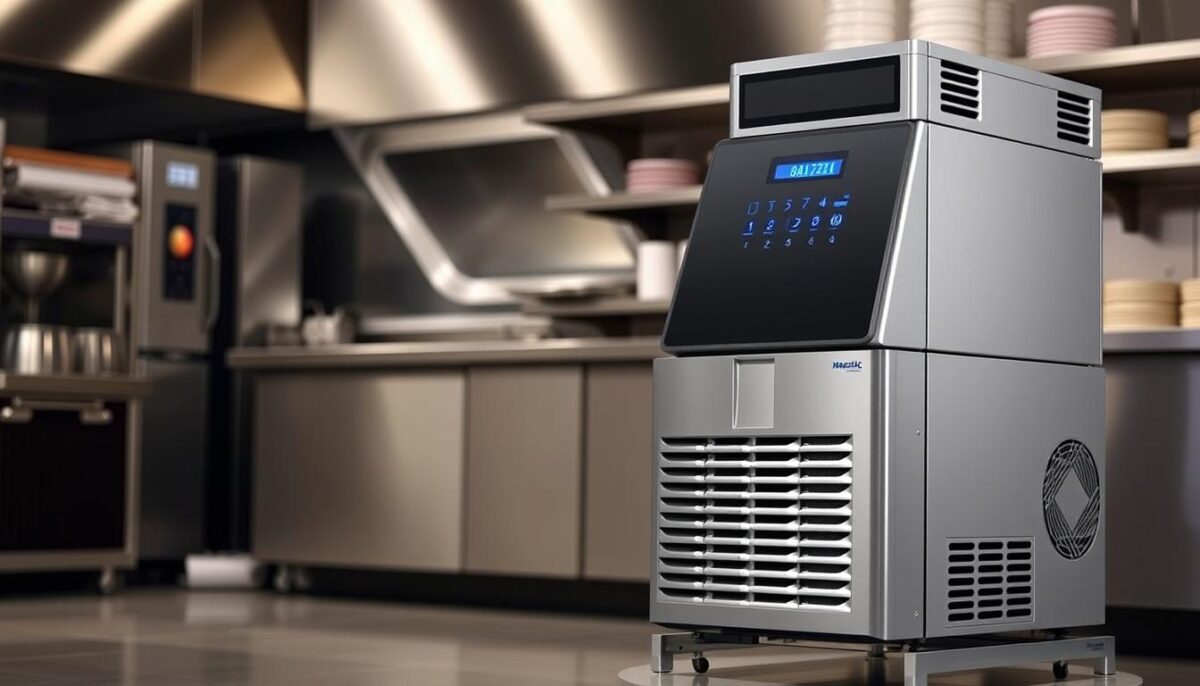 Generate an image of the Manitowoc SDT3000W-263H "Quadzilla" commercial ice maker