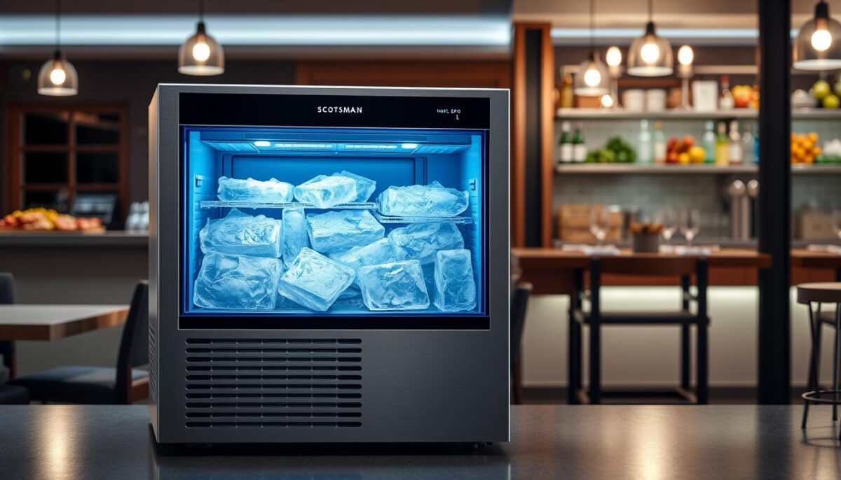 Generate an image of the Scotsman HID525A-1 Meridian commercial ice maker