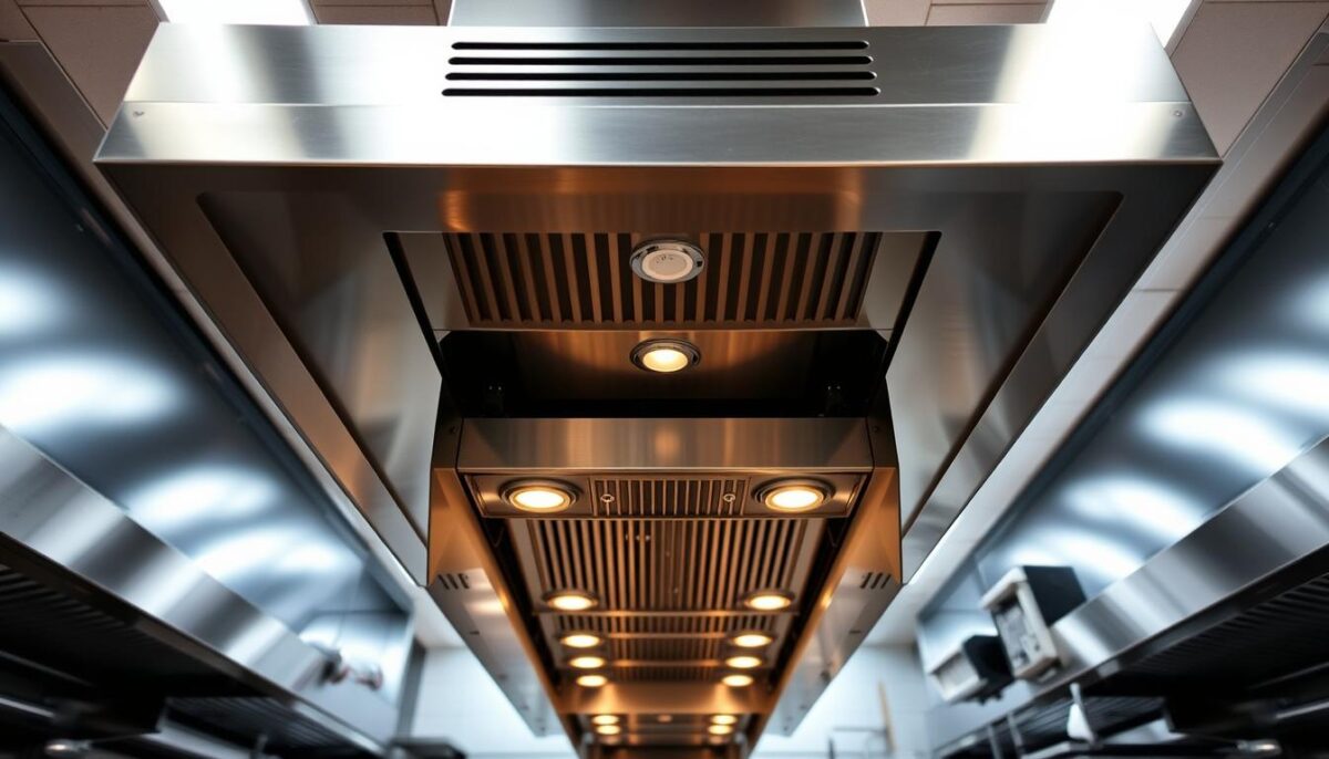 Image of a commercial kitchen hood system