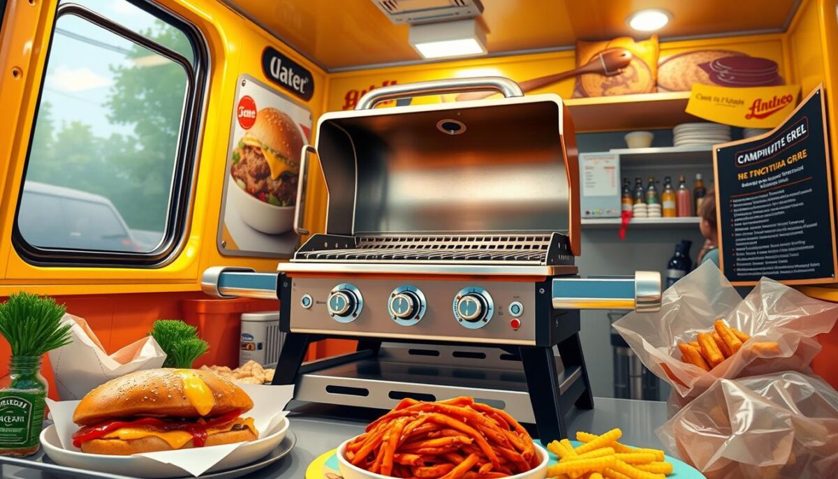 Image of a portable combination grill in a food truck