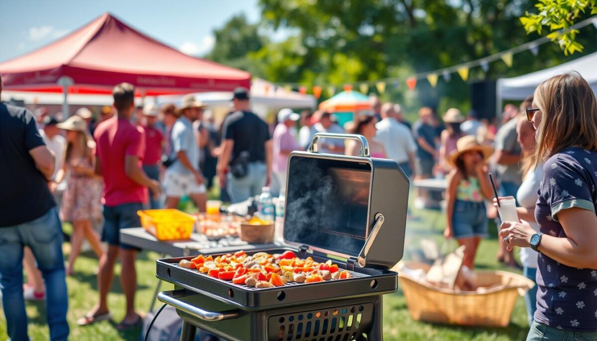 Image of a portable propane grill at an outdoor event