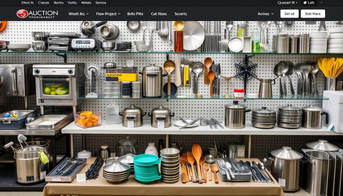 Image of an online auction platform listing food service equipment