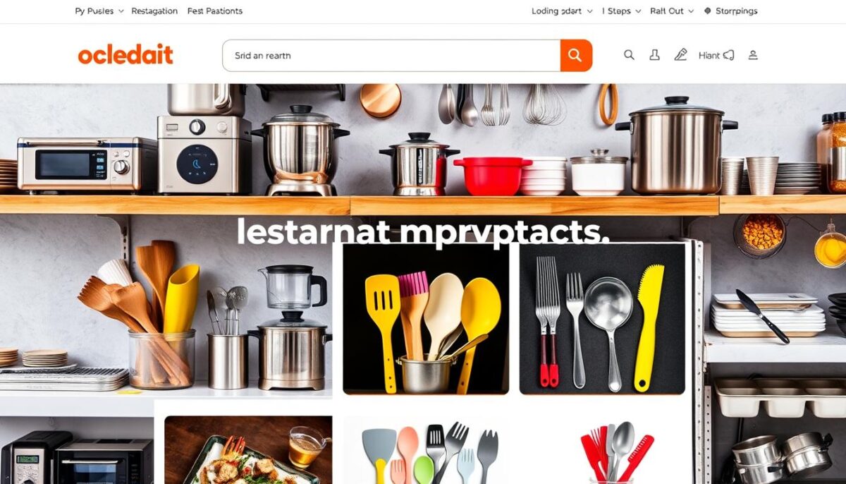 Image of an online marketplace webpage with restaurant equipment