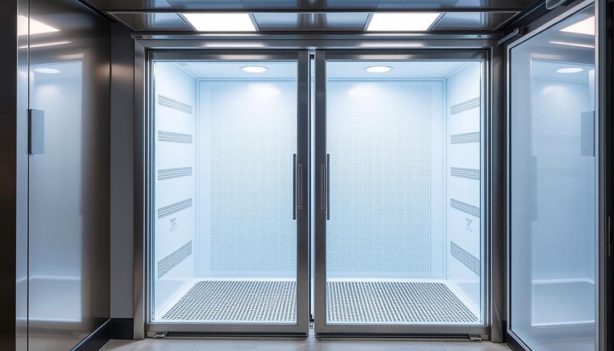 Walk-in cooler door with double gasket for an airtight seal