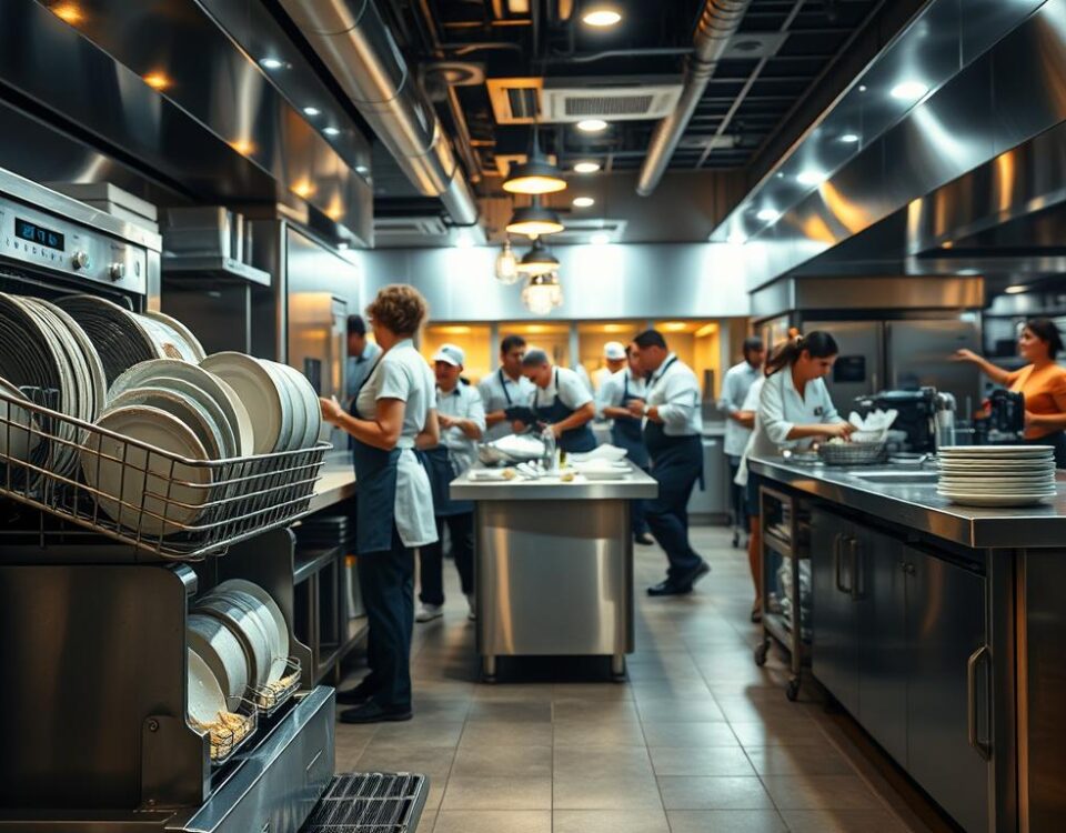 restaurant dishwashing setup