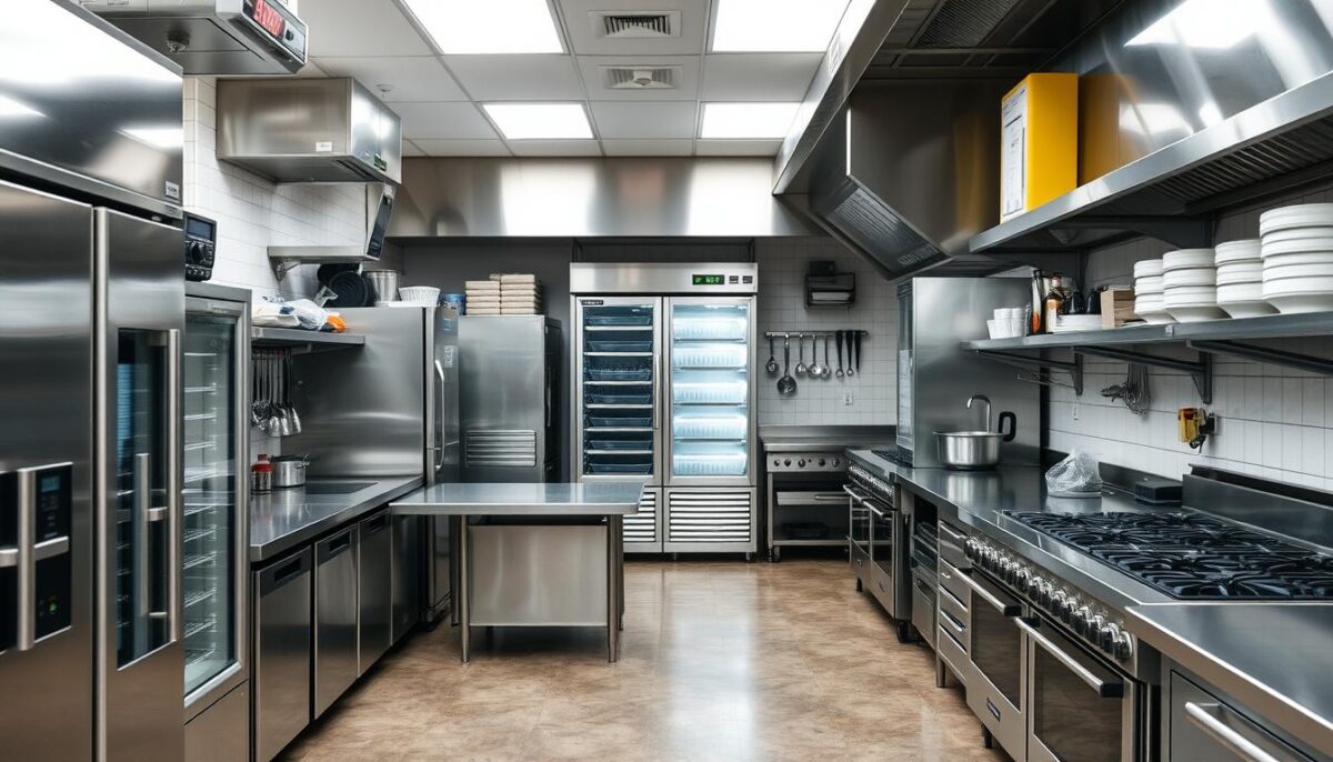 Commercial kitchen equipment setup