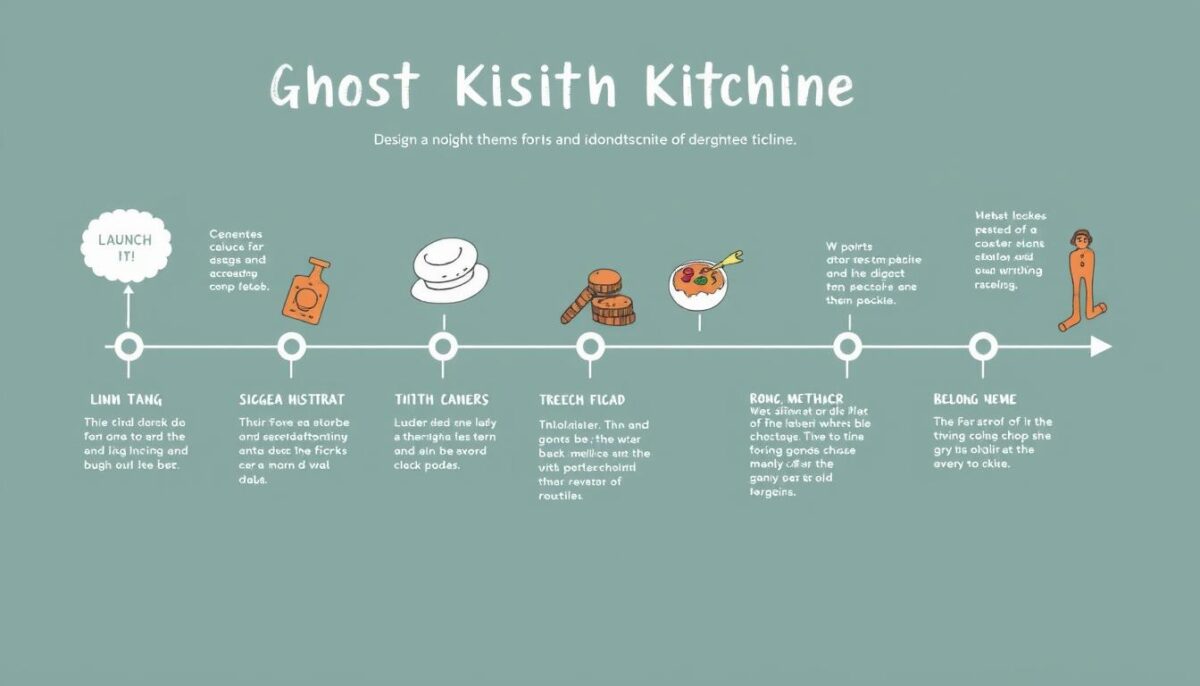 Create an image of a ghost kitchen launch timeline