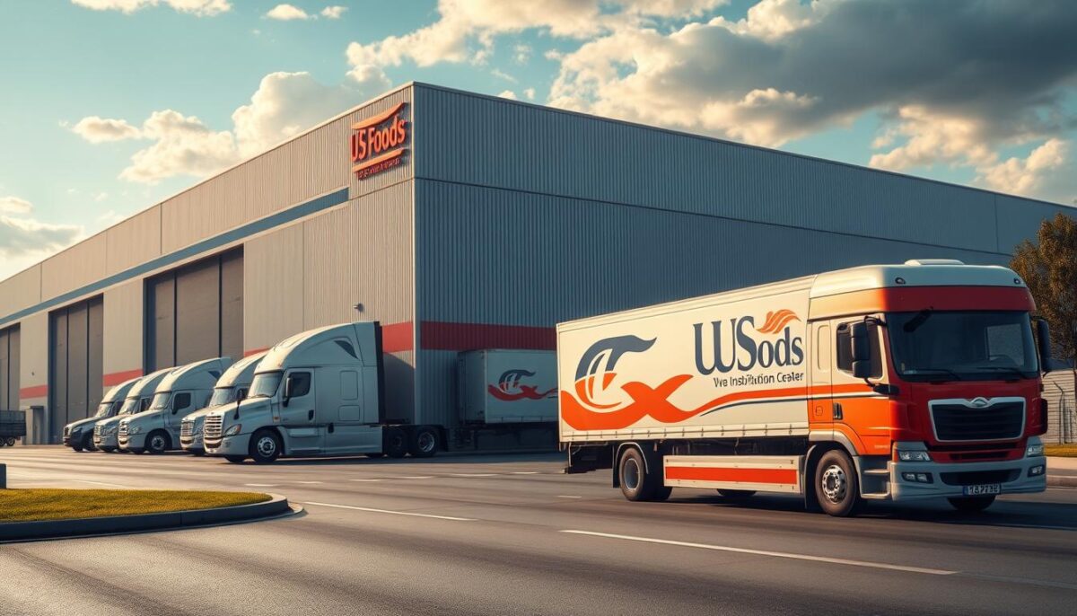 Generate an image of US Foods' distribution center or a US Foods delivery vehicle.