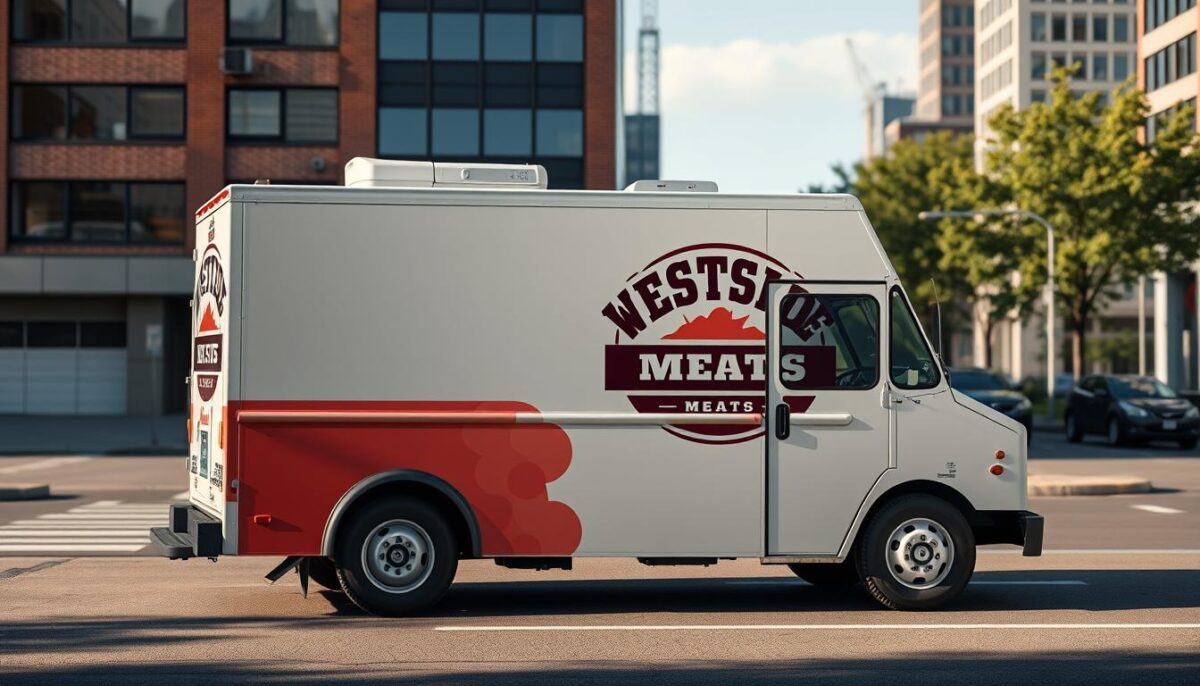 Generate an image of a Westside Meats delivery truck.