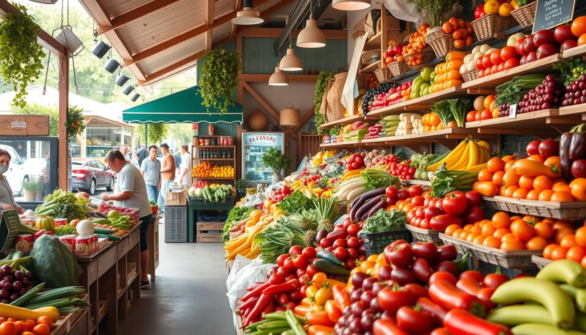 Generate an image of a family-owned produce business with a variety of fresh fruits and vegetables on display. Generate an image of a family-owned produce business with a variety of fresh fruits and vegetables on display.